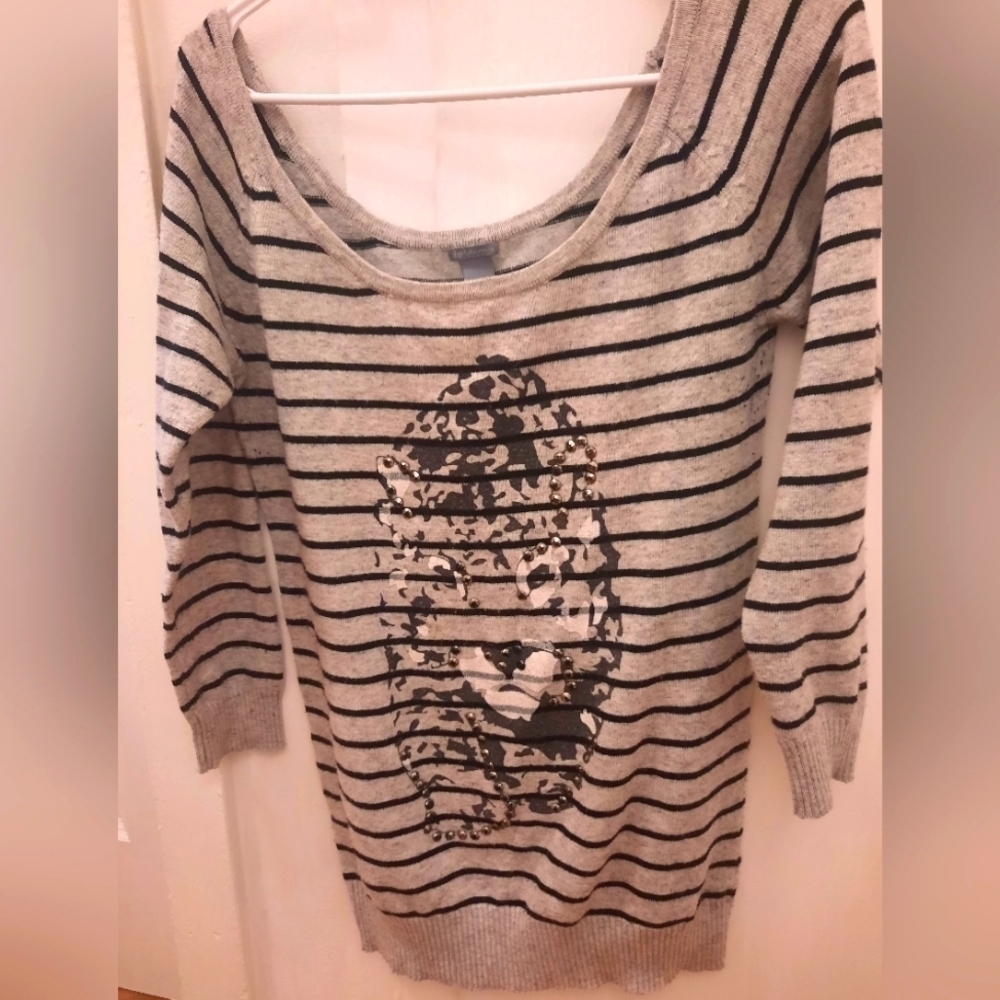 Striped bejeweled tiger sweater
